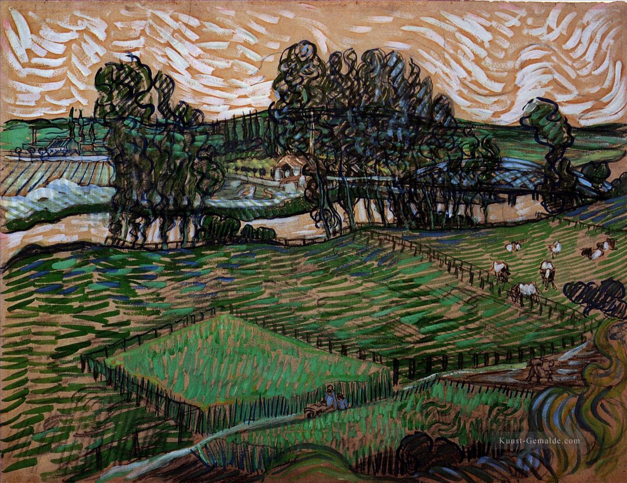 Landschaft mit Brücke über dem Oise Vincent van Gogh Ölgemälde